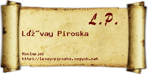 Lévay Piroska névjegykártya
